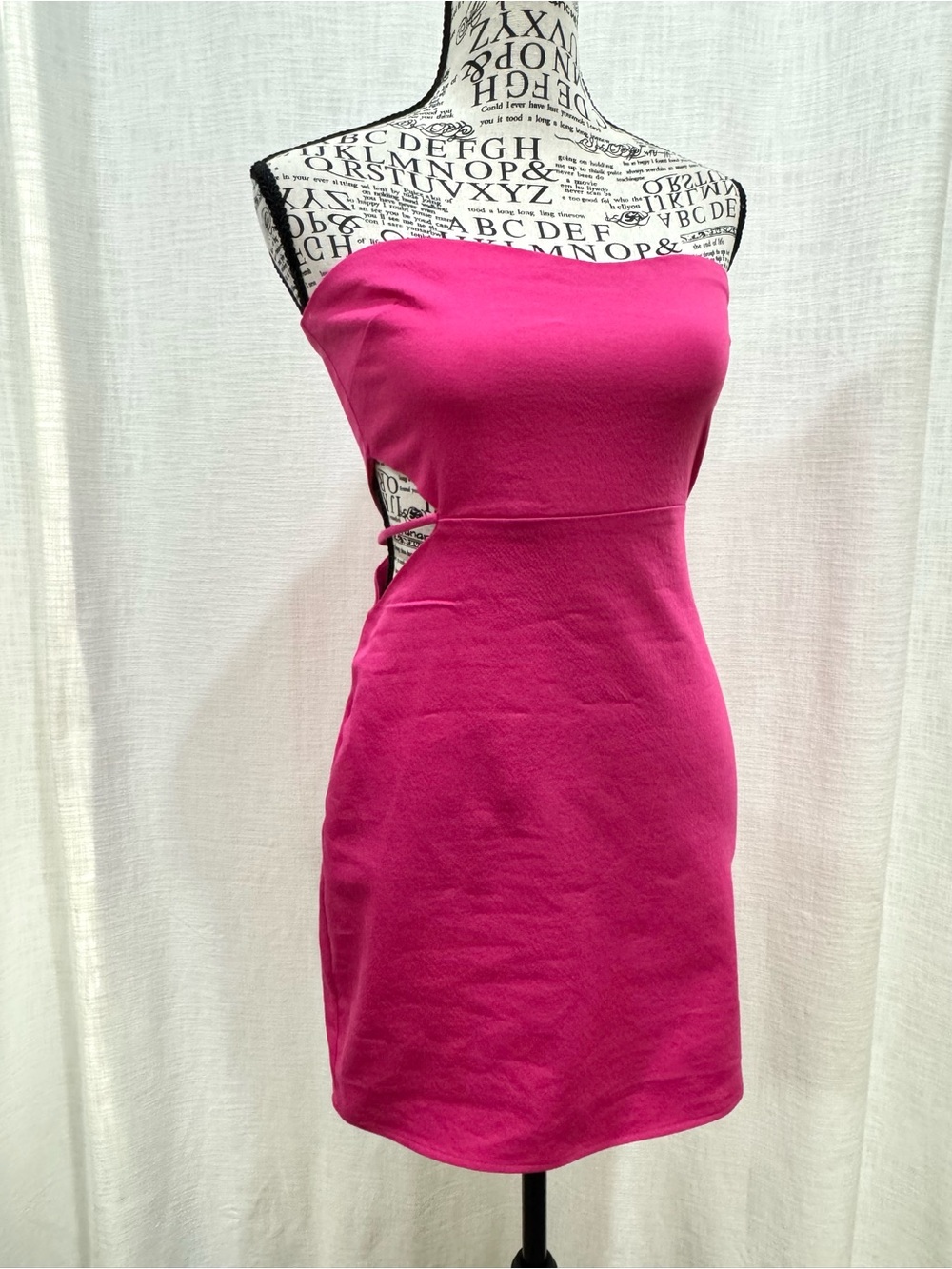 Zara Hot Pink Strapless Side Cut-Out Mini Dress XS